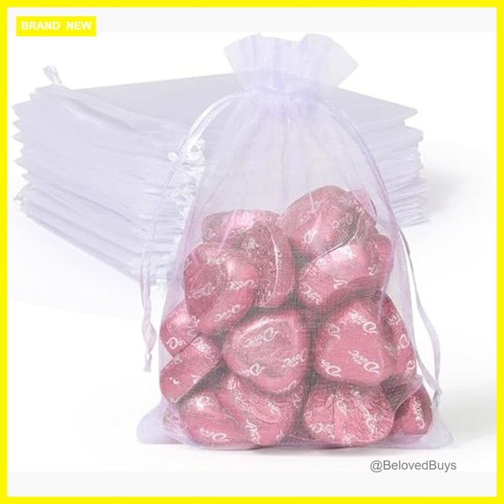 100PCS Sheer Organza Drawstring Bags 4x6in Wedding Favor Jewelry Pouch